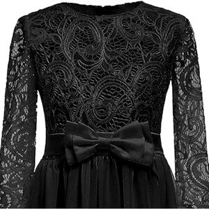 New Vintage Flower Girl Elegant Black Lace Kids Dress, Size 4-5